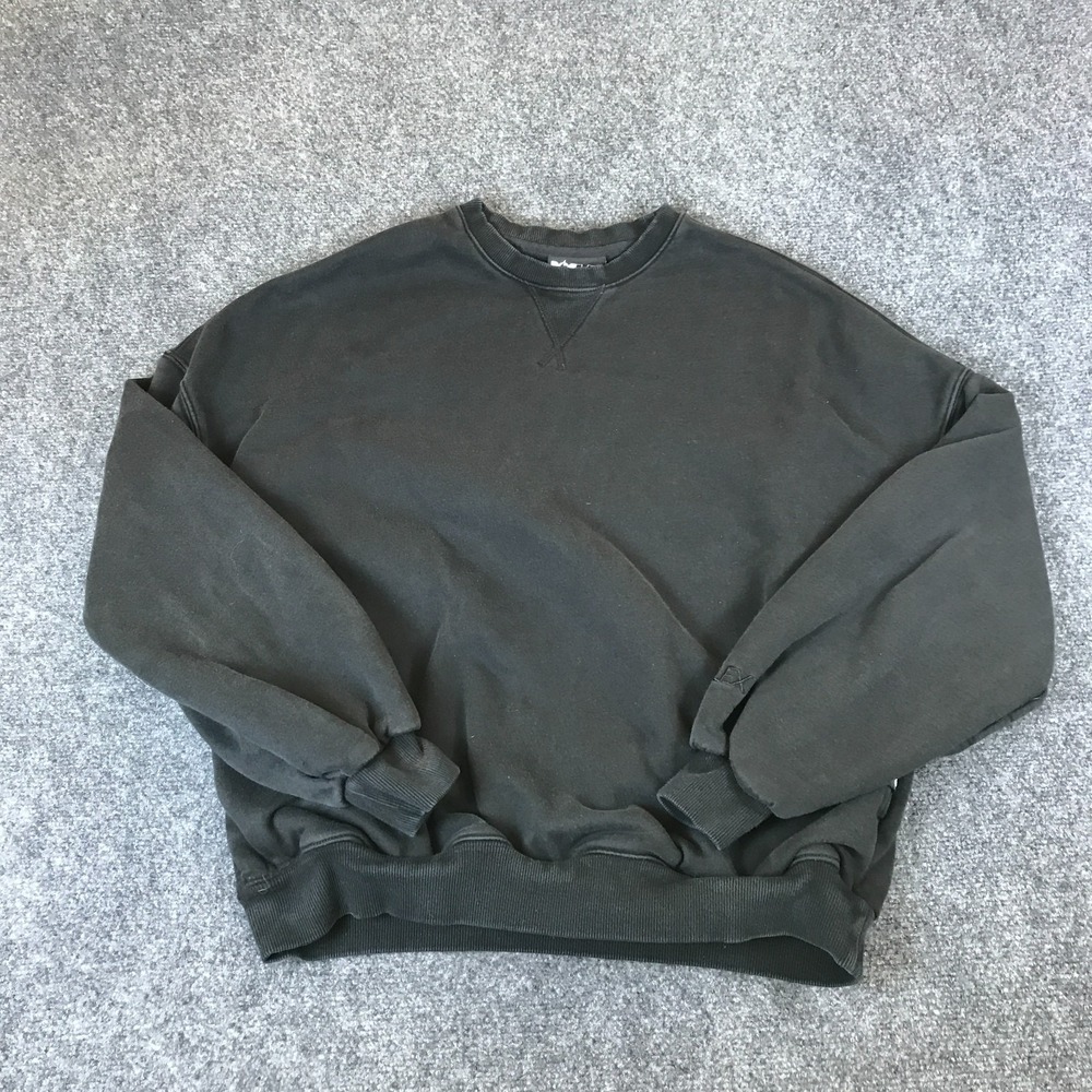 Popflex Cloud Sweater Womens S/M Black Cotton Fleece Lined Crew Neck Pullover